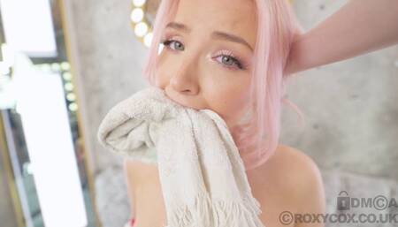 Bondage Latex Sub Tied up and Struggling