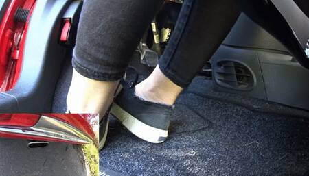 Ms Curious driving the Fiat 500 in her cute Superga Sneakers