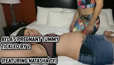 AYLA’S PREGNANT TUMMY TICKLED BY 2