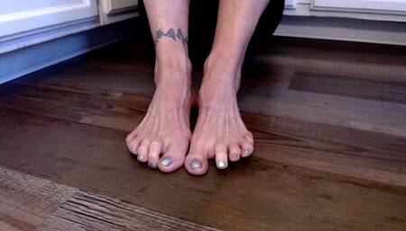 Toe Wiggling Silver Toenail Polish