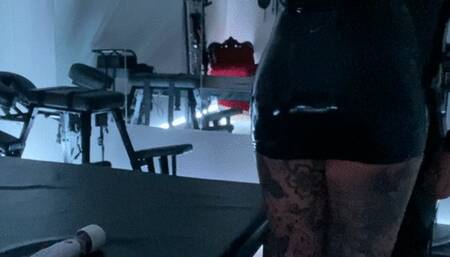 Latex gimp chastity tease by Mistress