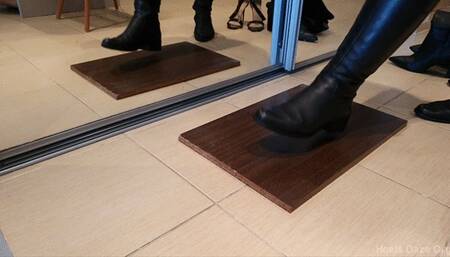 Toe Tapping in 3 Pairs of Shoes in Front of the Mirror