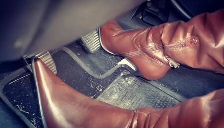 Beautiful boots and sexy pedal pumping