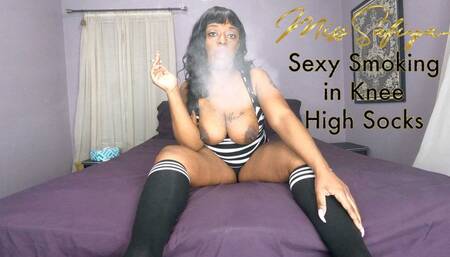 Sexy Smoking in Knee High Socks