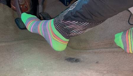 Brina Driving down Lime Creek Road in Socks