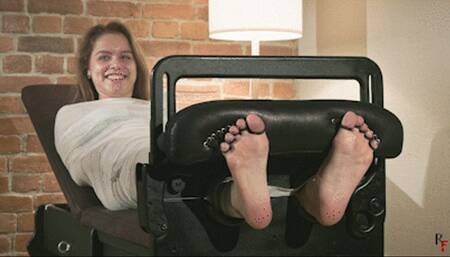 Leya - Full mummification with bandages and feet tickling in stocks (FULL HD MP4)