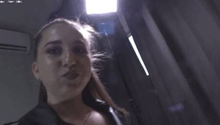 Amazing Pov! b67 I'm sitting having fun :) And I spit in the slave's face The face is covered with drool ( mobil )
