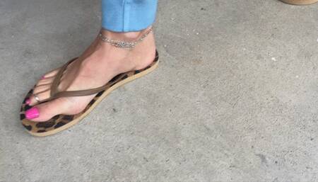 Walking in Leopard Print Old Navy Flip Flops