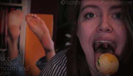 Teen Licking A Lollipop In The Pose (Barefoot in Jeans)