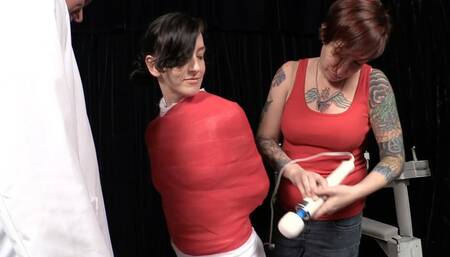 Practice Casting Session - Elise's Friends Practice Medical Body Casting on her Bound Torso!  Fiberglass casting - medical bondage