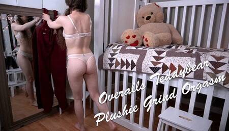 Solo Masturbation: Overalls paraphilia teddybear plushie grind hands free orgasm