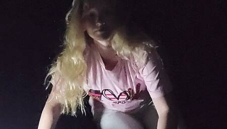 Smoking outside at night
