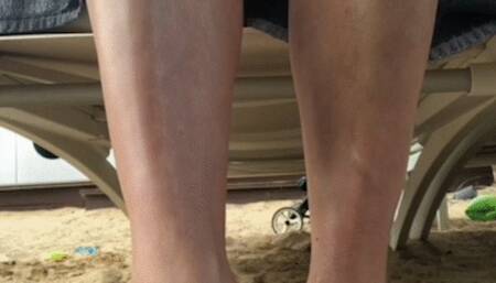 Dasha kelly is on a tropical beach She wears a bikini and espadrilles pumps Her heels sank deep into the sand and she lovers to play with her feet in the sand