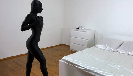 Dru in Black Zentai Suit