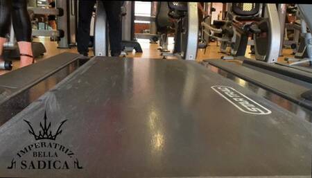 Pleaser, black nails seen from the front parading towards you