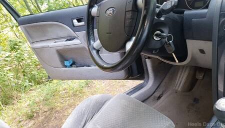 Driving in Studded High Heels  4K