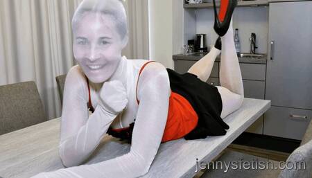 In Shiny White Nylon Encased Aurora - Hot, Sexy And So Cute (MP4 FULL HD)