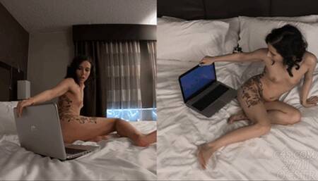 Garnet Rose Riding your Working Laptop to Orgasm and More - Side and Above Views 4K