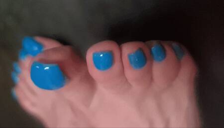 Dinah's Feet and Legs, Blue Toenails