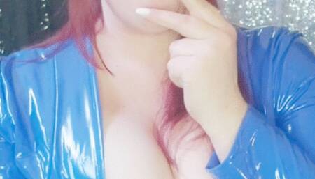 Smokey slut smoking in vinyl