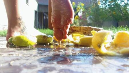 Pretty Crushed Summer - Splashing citrus fruits under your bare feet