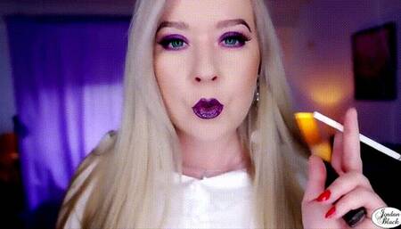 Smoking 120s with purple glossy lips