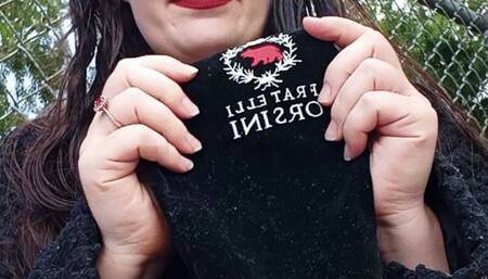 Miss Purrrfect smoking flirty in long black leather gloves