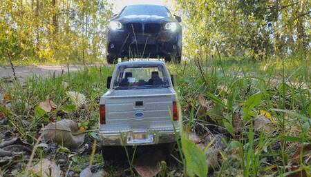 Ford Truck Toy Crush With Boots and BMW WMV