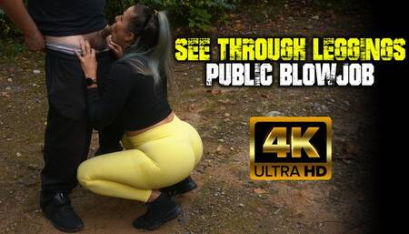 See Through Leggings Public Blowjob