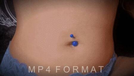 Close up Blue Belly Rings Piercing Change (HD) MP4
