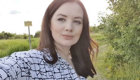 Grey leggings by the lake wetting peeing