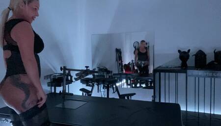 Sub girl put on impaler with boot & stocking worship