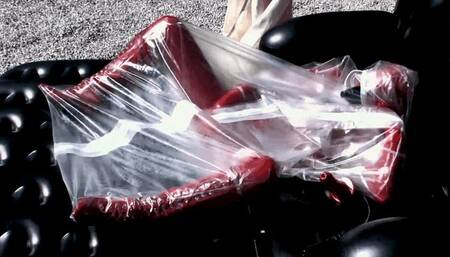 Outdoor Masturbation In Red Rubber Catsuit + Gas Mask And Plastic Tube - Part 2 of 2