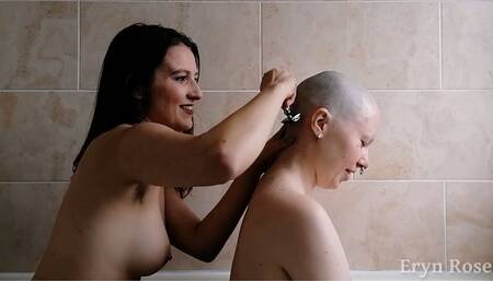 Scarlot shaves Eryn's head