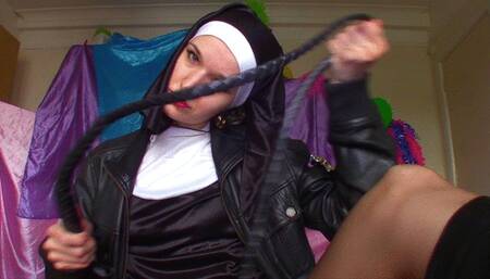 Leather NUN WHIP Dominatrix JOI