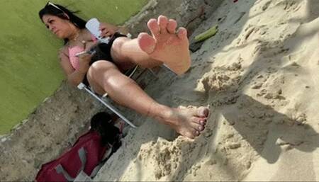 Public Beach - Pov and Dirty Feet - Bare Feet - Mistress Beh - 1080 HD