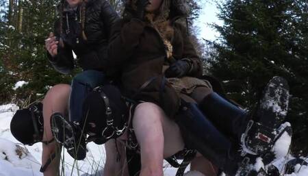 Riding our sport ponys in the snow by Sara Stahl and Mistress Katharina - German language, no subtitles - FULL-HD