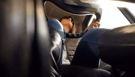 Squished under the unaware giantess' boot sole (small version)