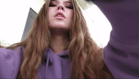 Cruel girl shows the sole of her dirty sneakers, fc236x 1080p