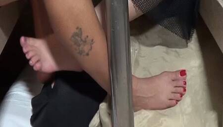 HUMAN FOOTSTOOL FOR OUR LUNCH AGATHA LUDOVINO AND NICOLE WITH MEL SLAVE