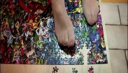 Solving a puzzle in nylon feet
