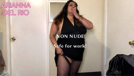 BBW Smoking in Black Dress SFW