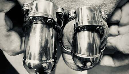 Be Grateful for Small Mercies - Sparky and Elise Graves - Elise Unlocks Her Slave's Cage Only to Lock Him into a Much SMALLER Cage!  Electro Plug, Latex Rest Sack, Bondage, Chastity