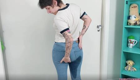 accidental pee on diaper wets jeans