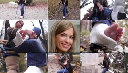 Benetta Term SLWC Crutching Through the Park in Autumn broken leg broken leg (in HD 1920X1080)
