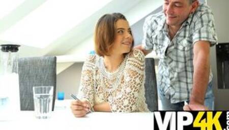 Busty teen demonstrates natural body to old man and gets nailed