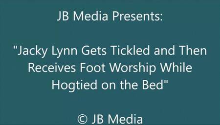 Jacky Lynn Hogtied on the Bed for Tickling and Foot Worship - SD