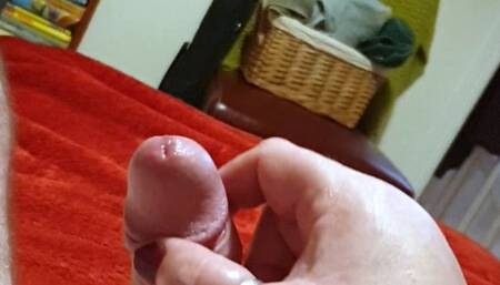 Ballbusting and handjob on man tied to bed