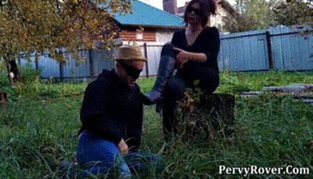 Mature Mistress' Boots Licking And Sucking