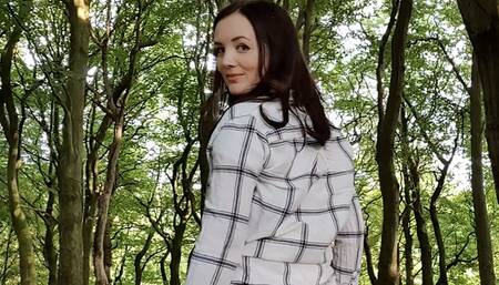 White leggings crossing the road wetting peeing